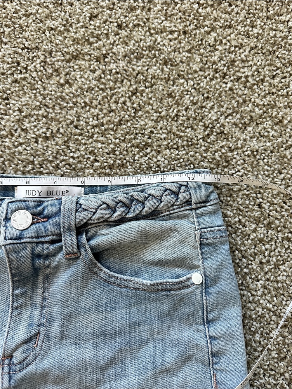 Judy Blue Light Blue Braided Waist Denim Shorts - Picture 6 of 7